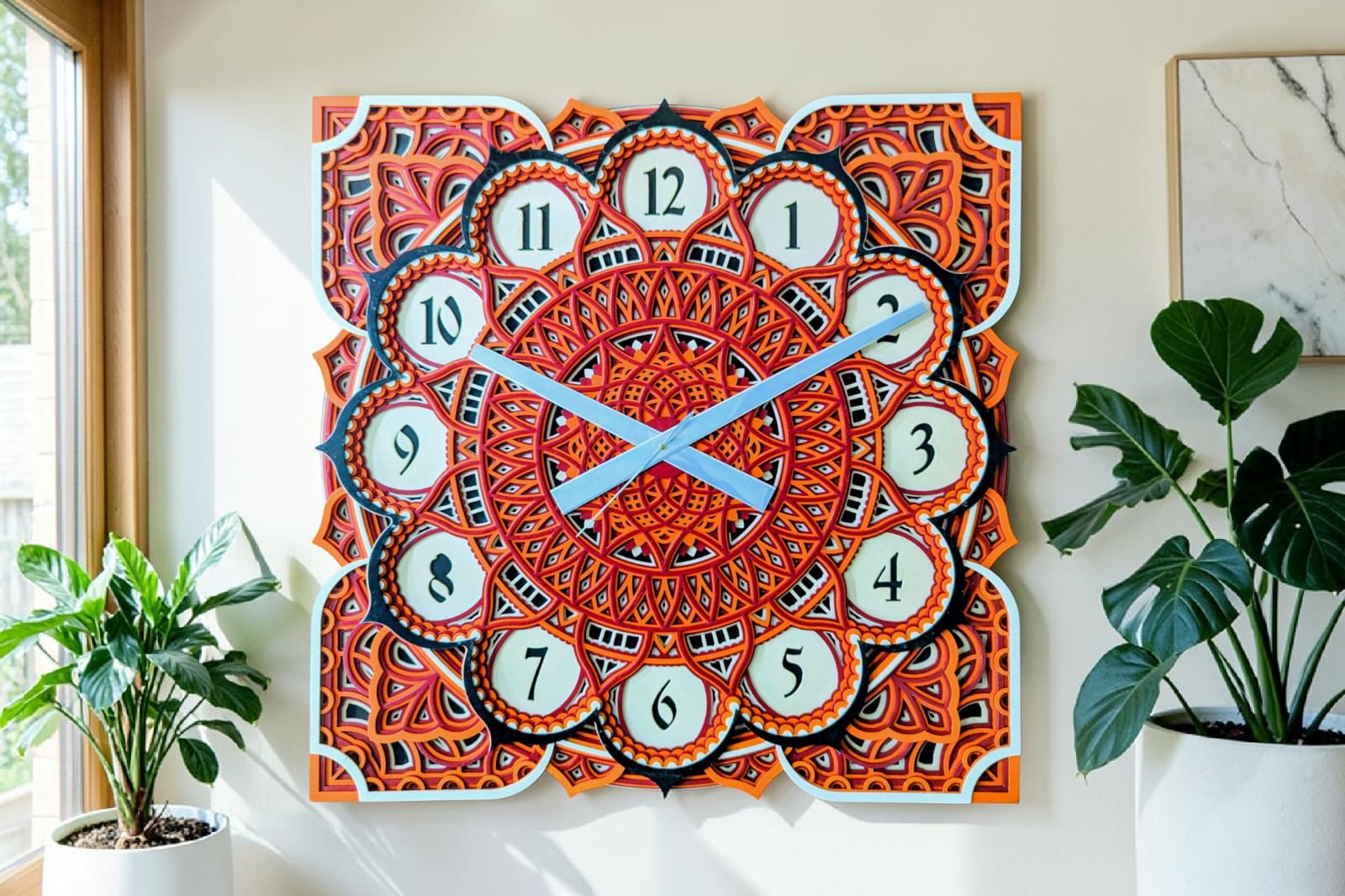 Sunburst Mandala Wall Clock