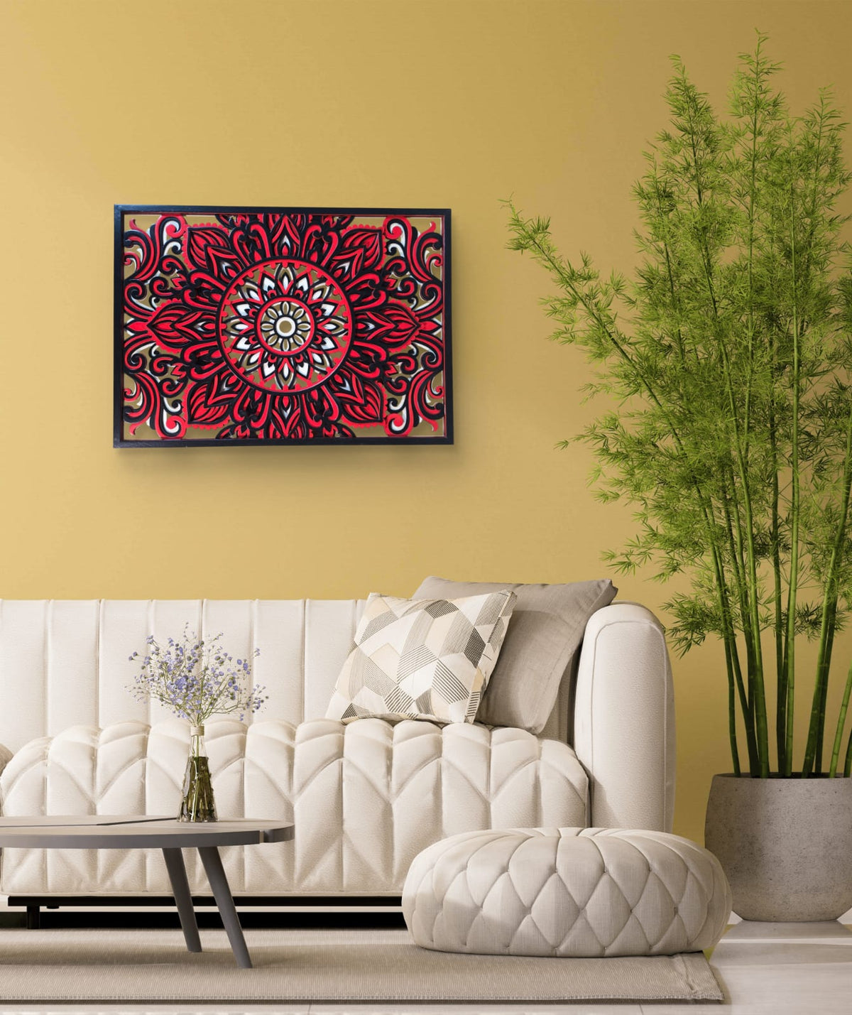 Agnira Mandala Wall Art – Red 3D Decorative Art