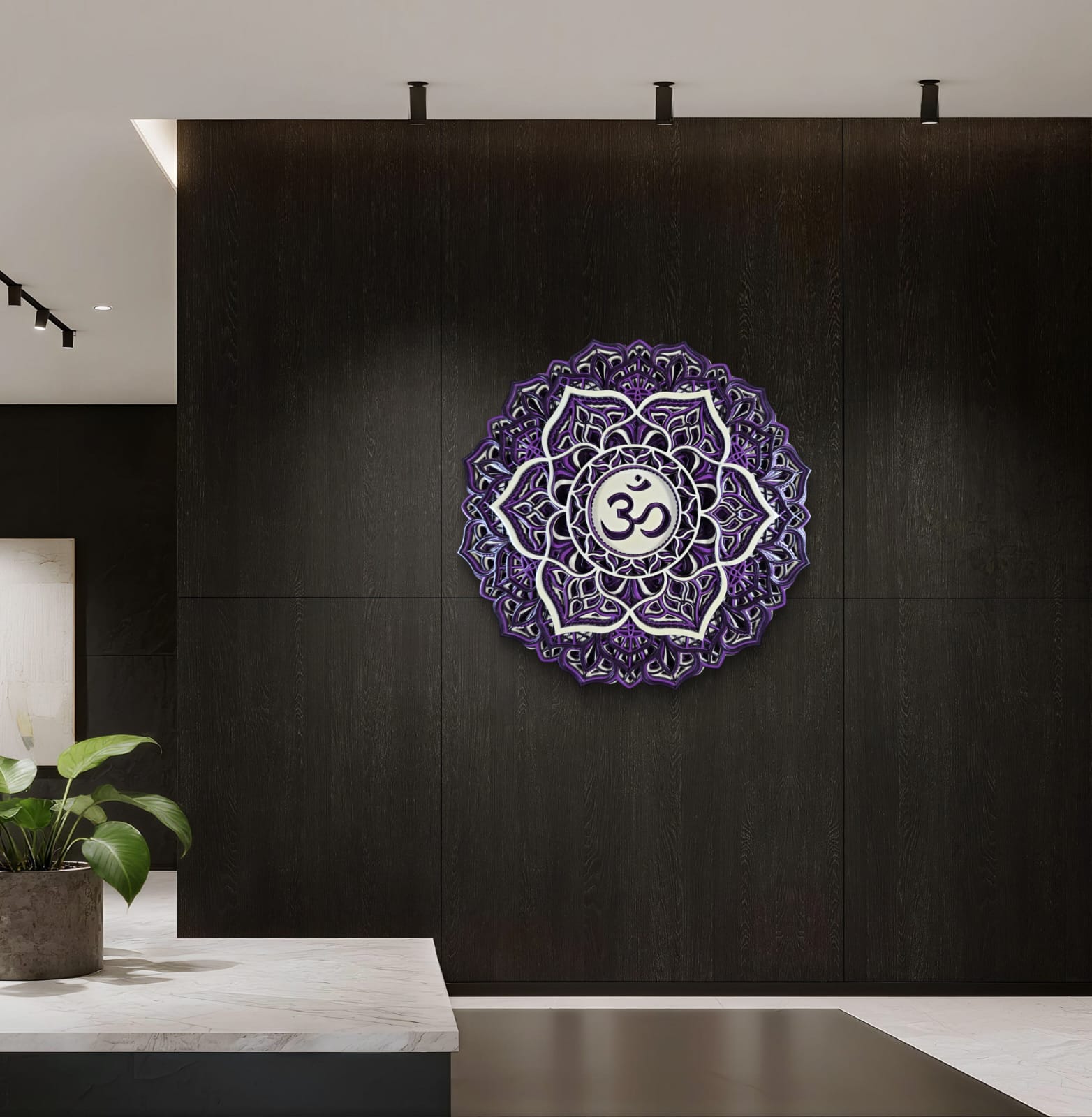 Crown Chakra Wooden Mandala Wall Art – Sahasrara Décor
