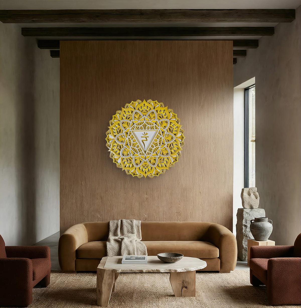 Golden Chakra Mandala Wall Art – Solar Plexus Chakra (Manipura)