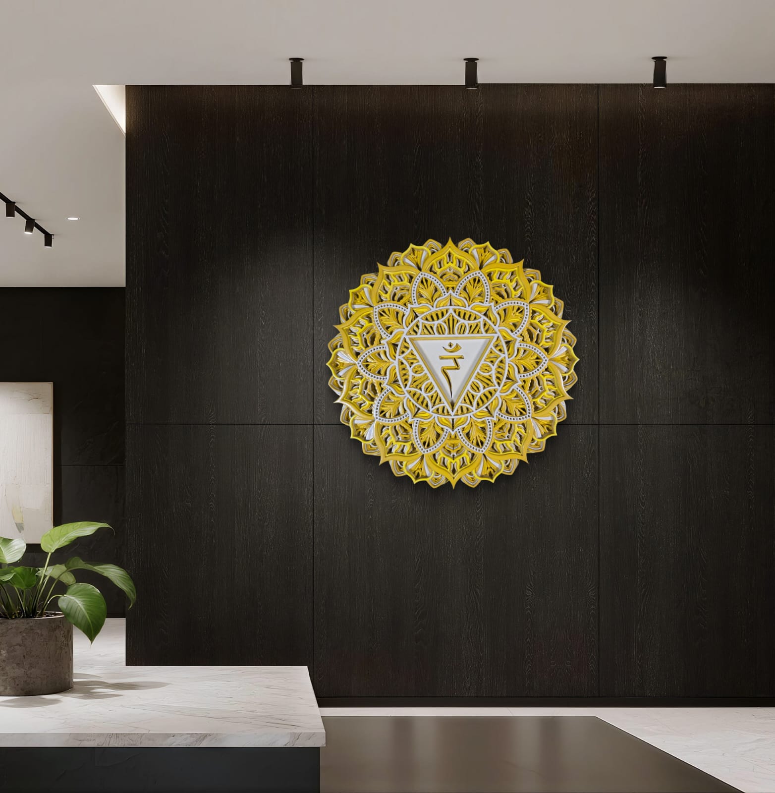 Golden Chakra Mandala Wall Art – Solar Plexus Chakra (Manipura)