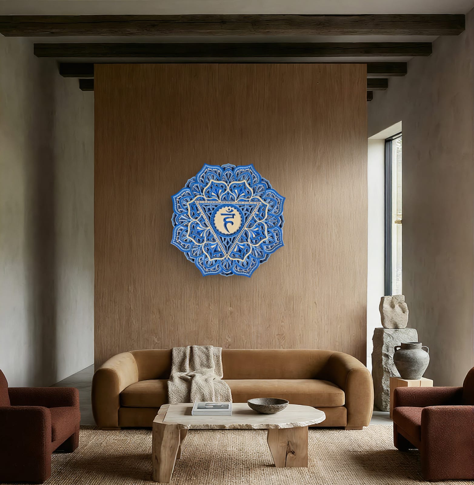 Blue Chakra Mandala Wall Art – Throat Chakra (Vishuddha)