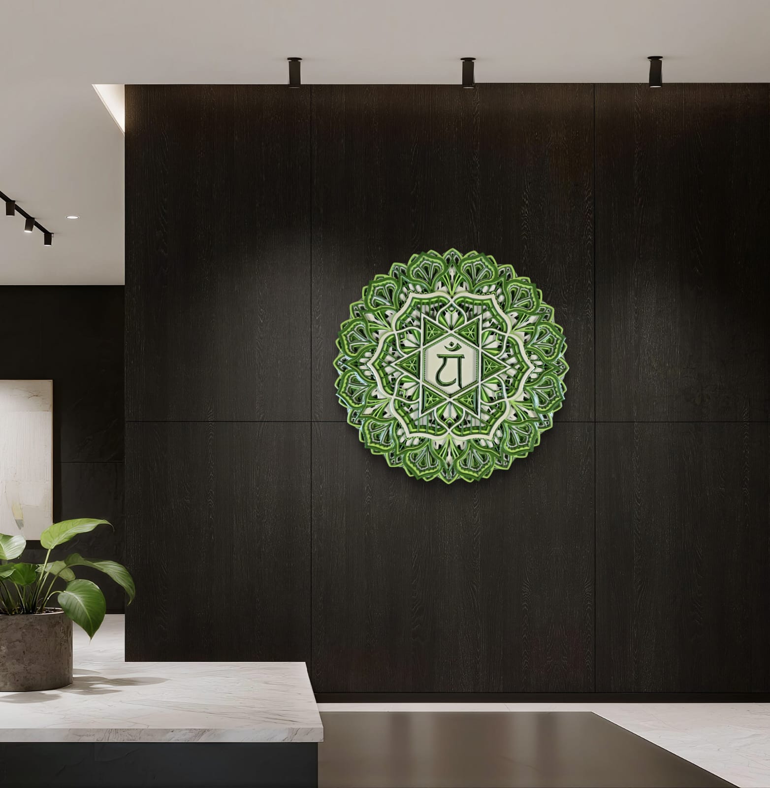 Heart Chakra Mandala Wall Art – Green Anahata Décor