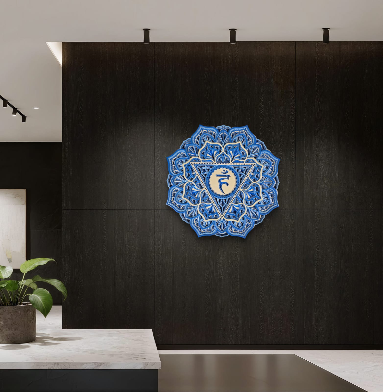 Blue Chakra Mandala Wall Art – Throat Chakra (Vishuddha)