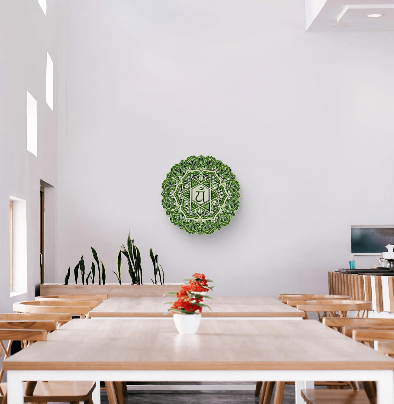 Heart Chakra Mandala Wall Art – Green Anahata Décor