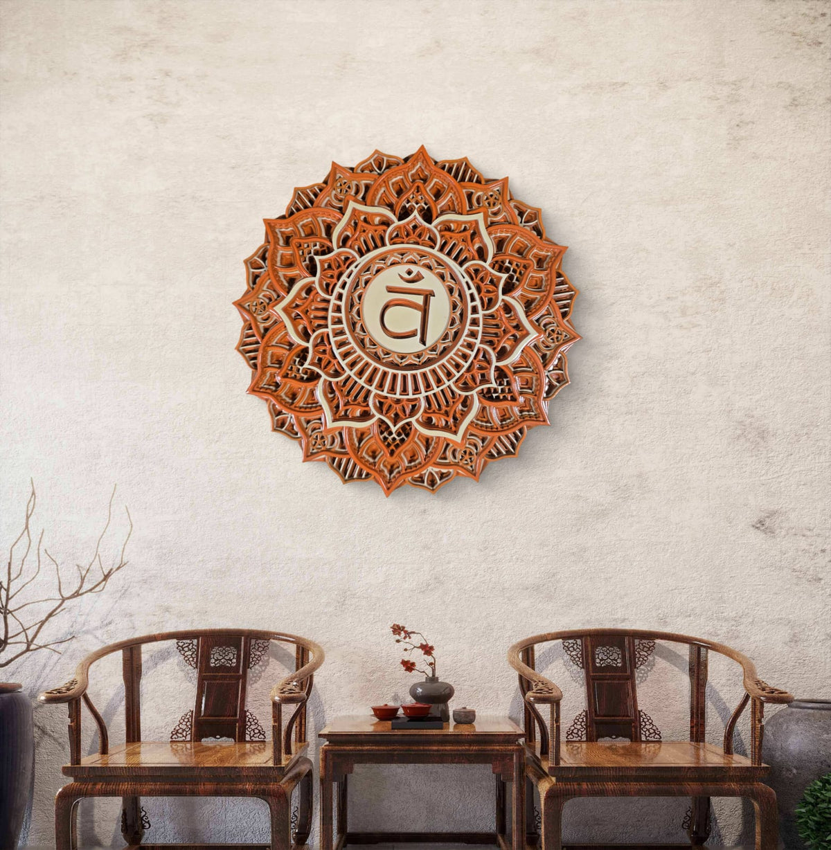 Sacred Aura Wooden Mandala Wall Art – Laser Cut Décor