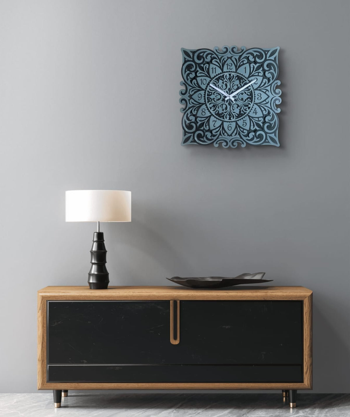 Vriksha Kala Wooden Mandala Wall Clock – Floral Décor