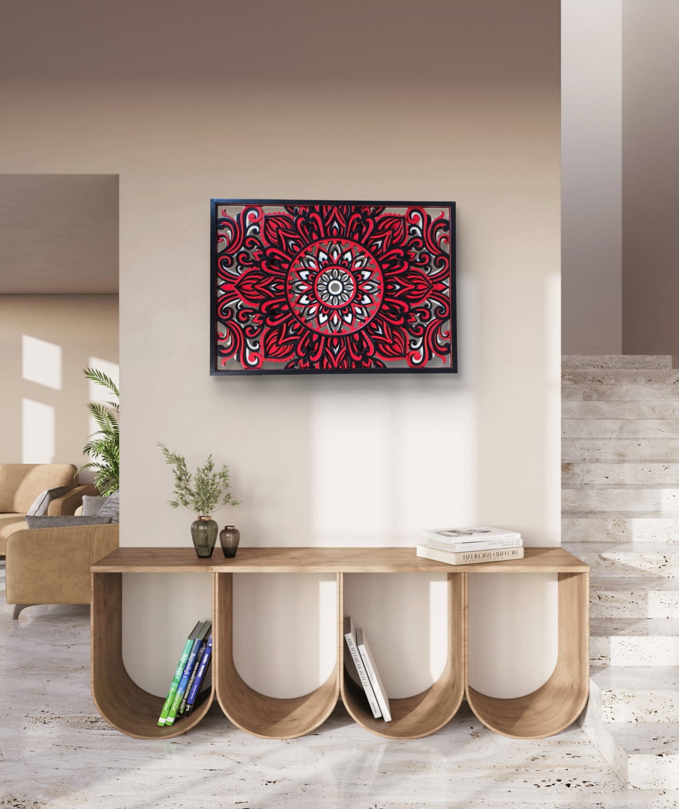 Agnira Mandala Wall Art – Red 3D Decorative Art