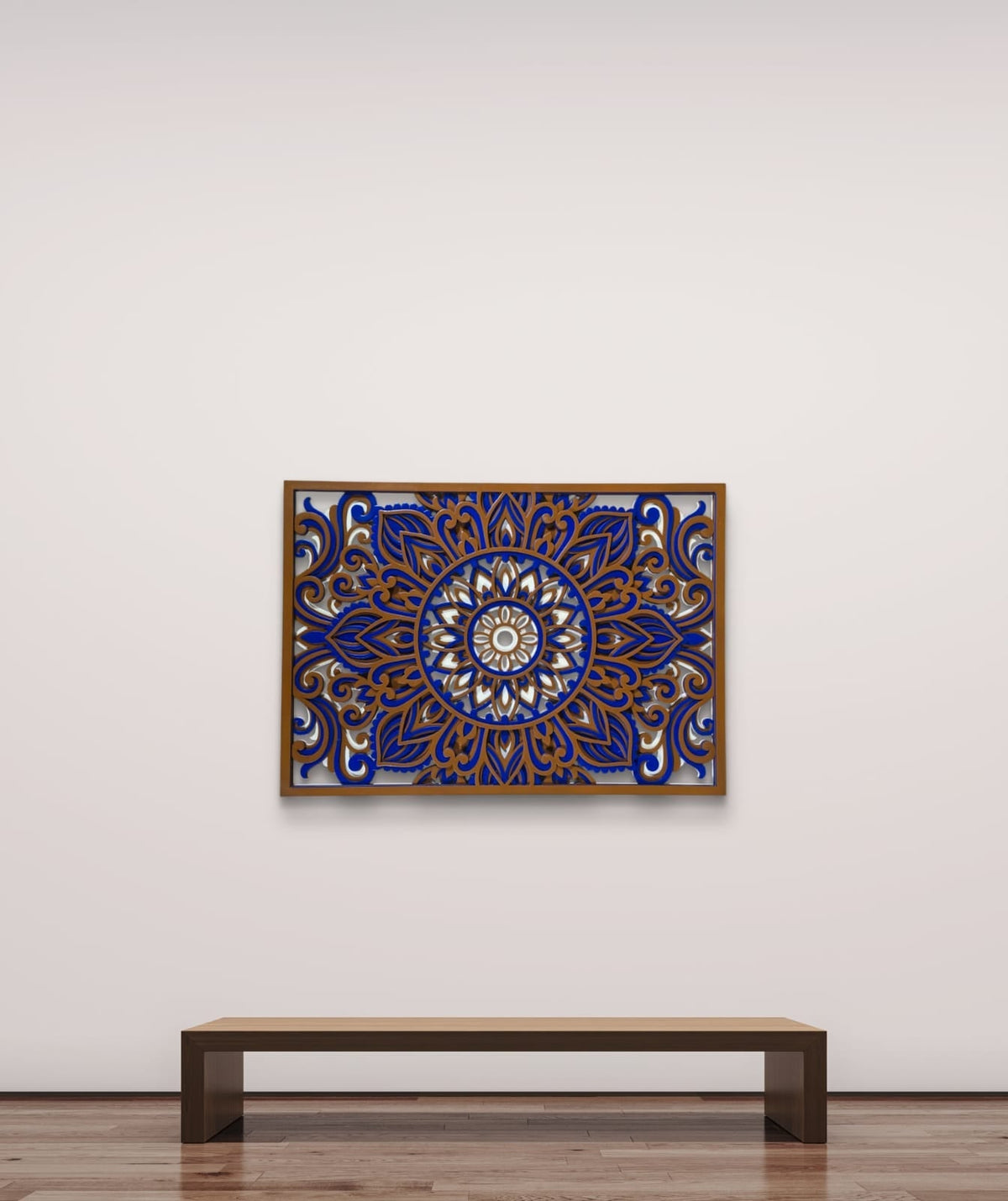 Neelambara Mandala Wall Art – Blue & Gold 3D Décor