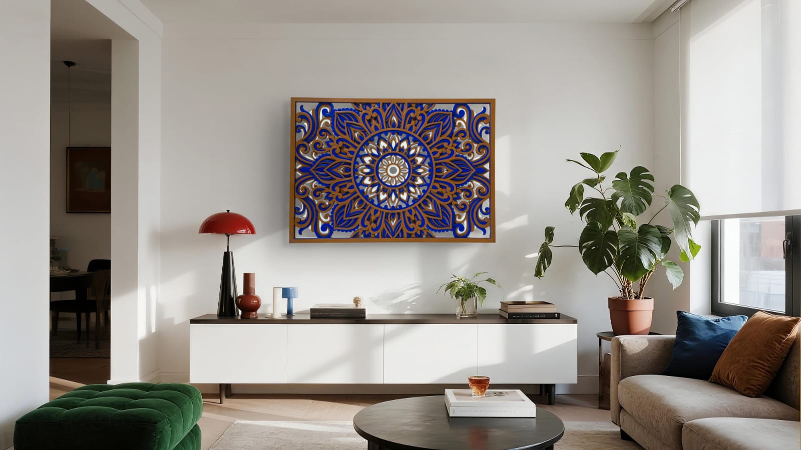 Neelambara Mandala Wall Art – Blue & Gold 3D Décor