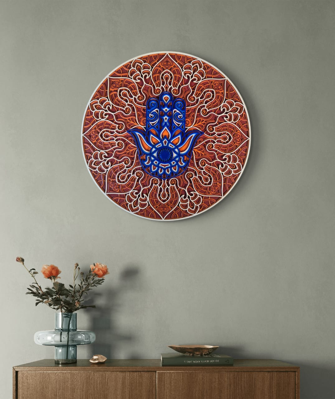 Hamsa Mandala Wall Art – Spiritual 3D Décor