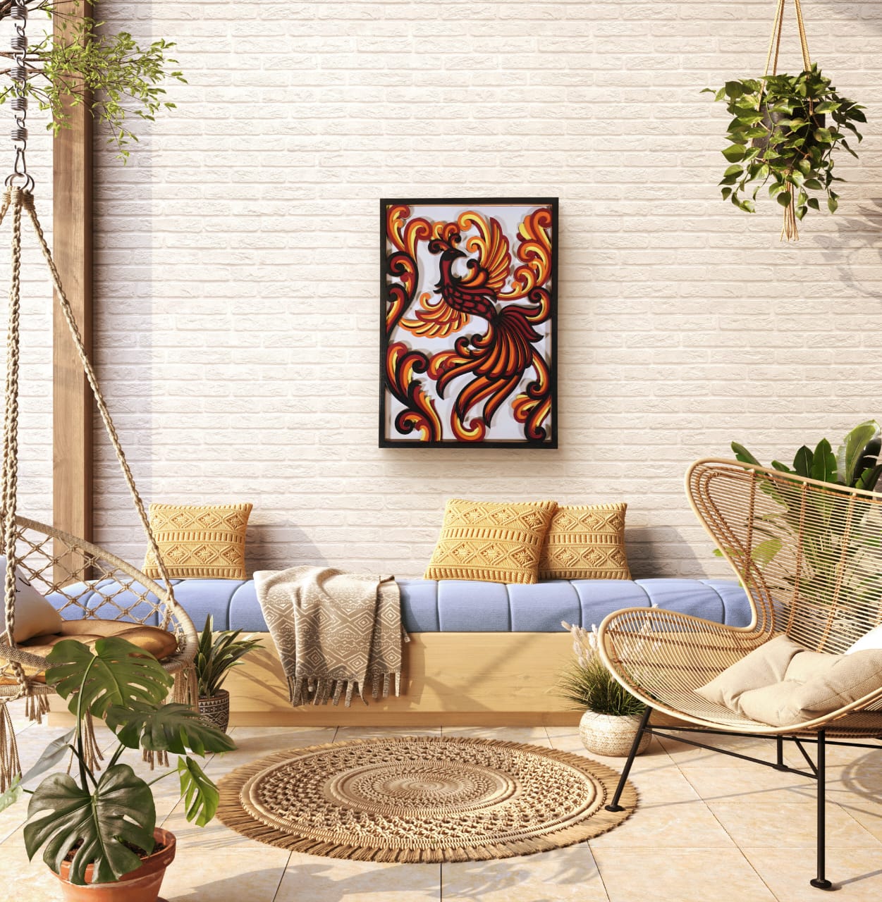 Phoenix Ascend Wooden Wall Art – Phoenix Mandala Décor