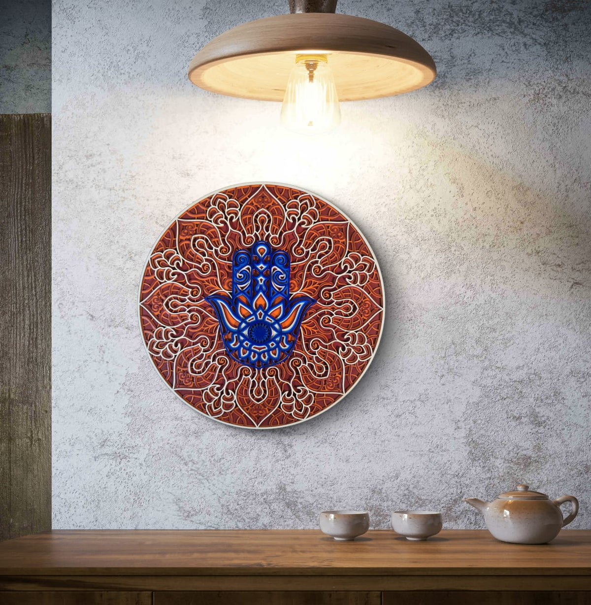 Hamsa Mandala Wall Art – Spiritual 3D Décor