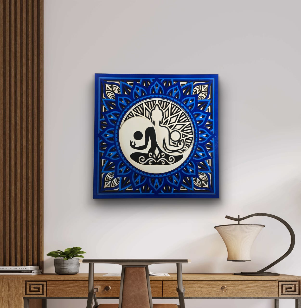 Tatva Harmony Yin Yang Buddha Wooden Mandala Wall Art