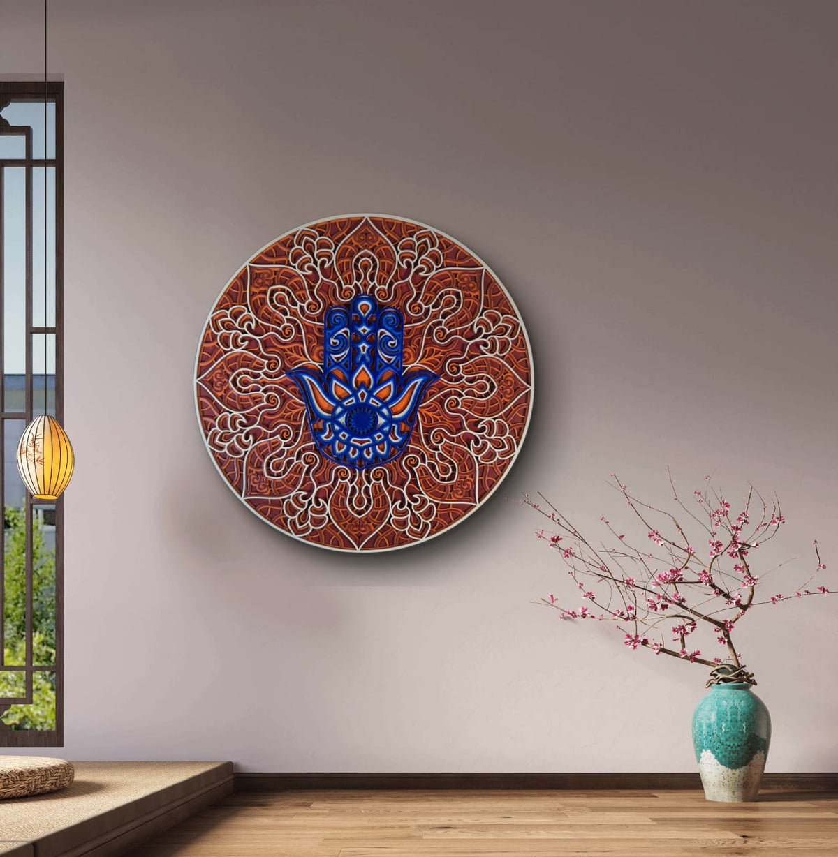 Hamsa Mandala Wall Art – Spiritual 3D Décor