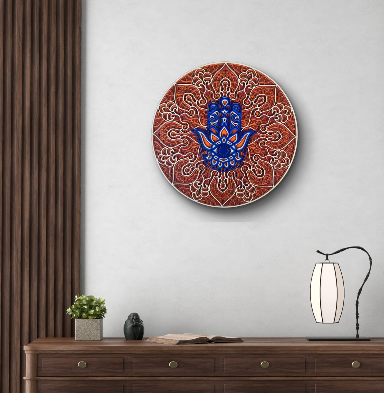 Hamsa Mandala Wall Art – Spiritual 3D Décor