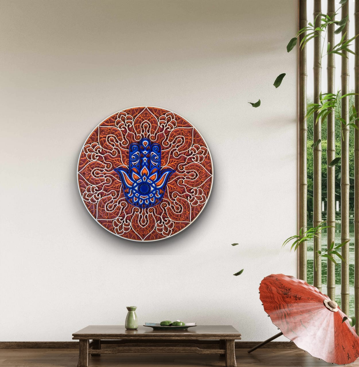 Hamsa Mandala Wall Art – Spiritual 3D Décor