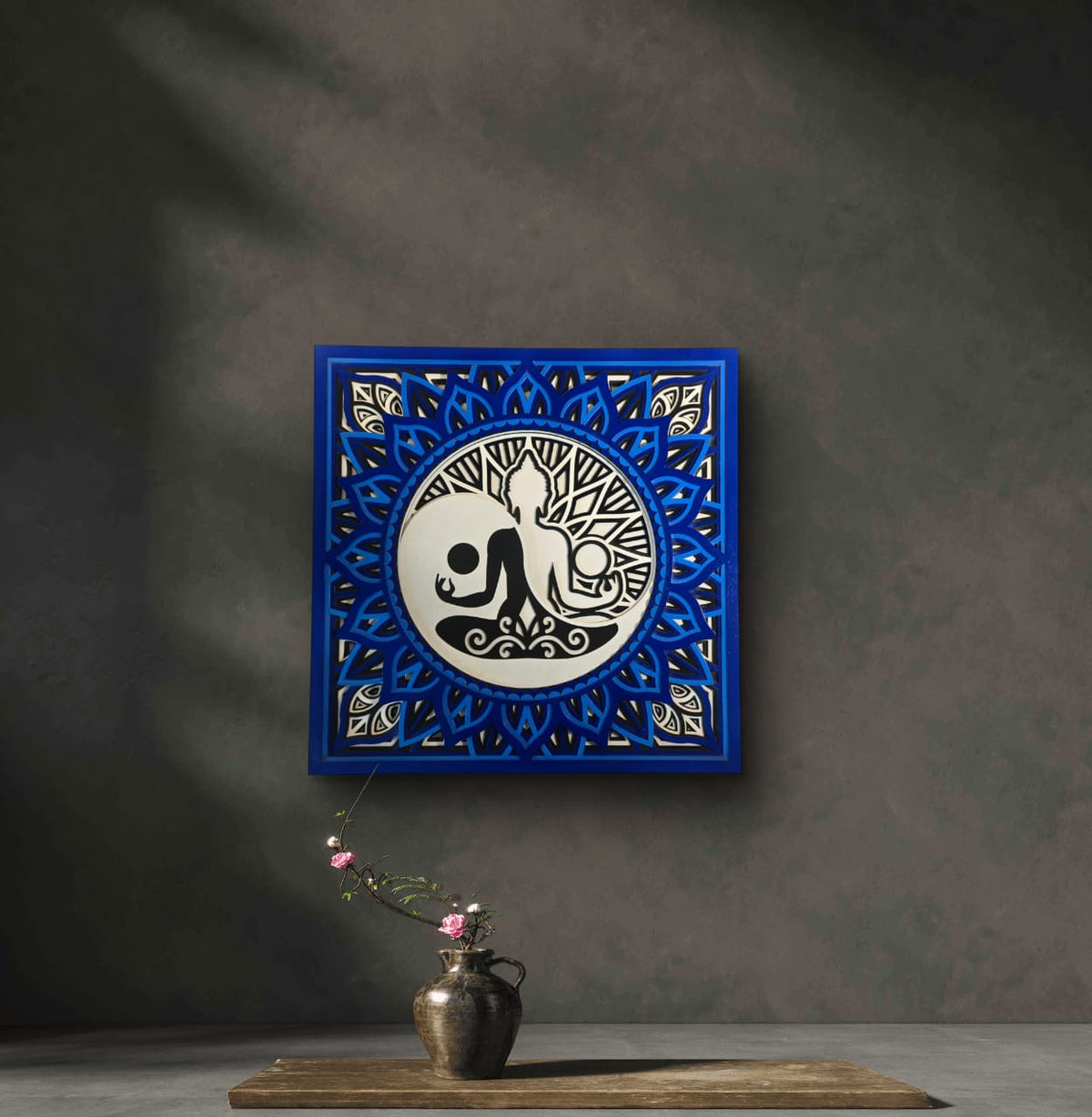 Tatva Harmony Yin Yang Buddha Wooden Mandala Wall Art