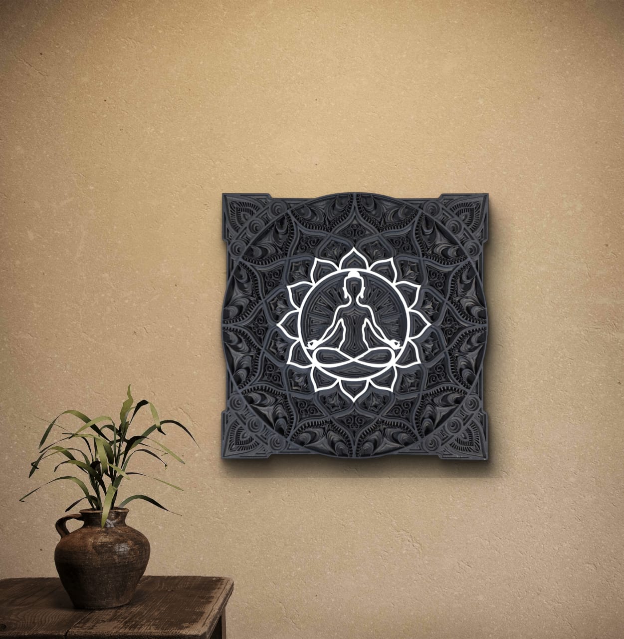 Zen Aura – Meditative Wooden Mandala Wall Art