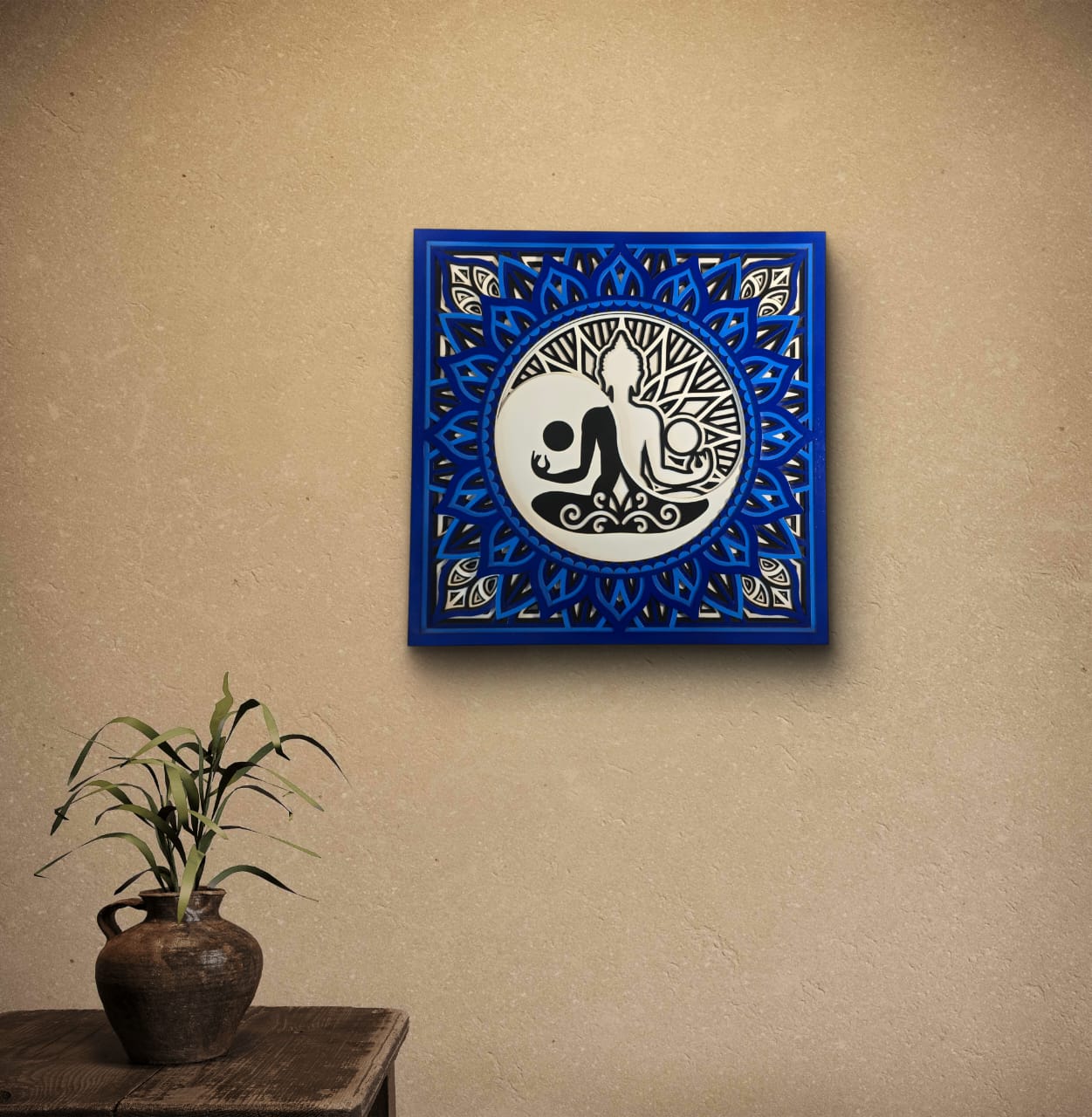 Tatva Harmony Yin Yang Buddha Wooden Mandala Wall Art