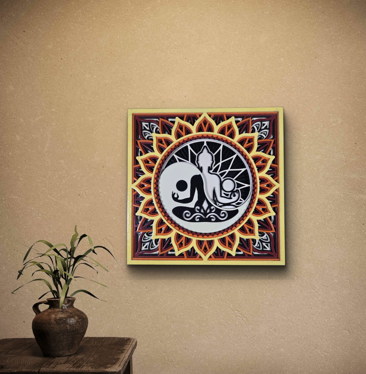 Soul Balance Wooden Wall Art – Layered Spiritual Décor