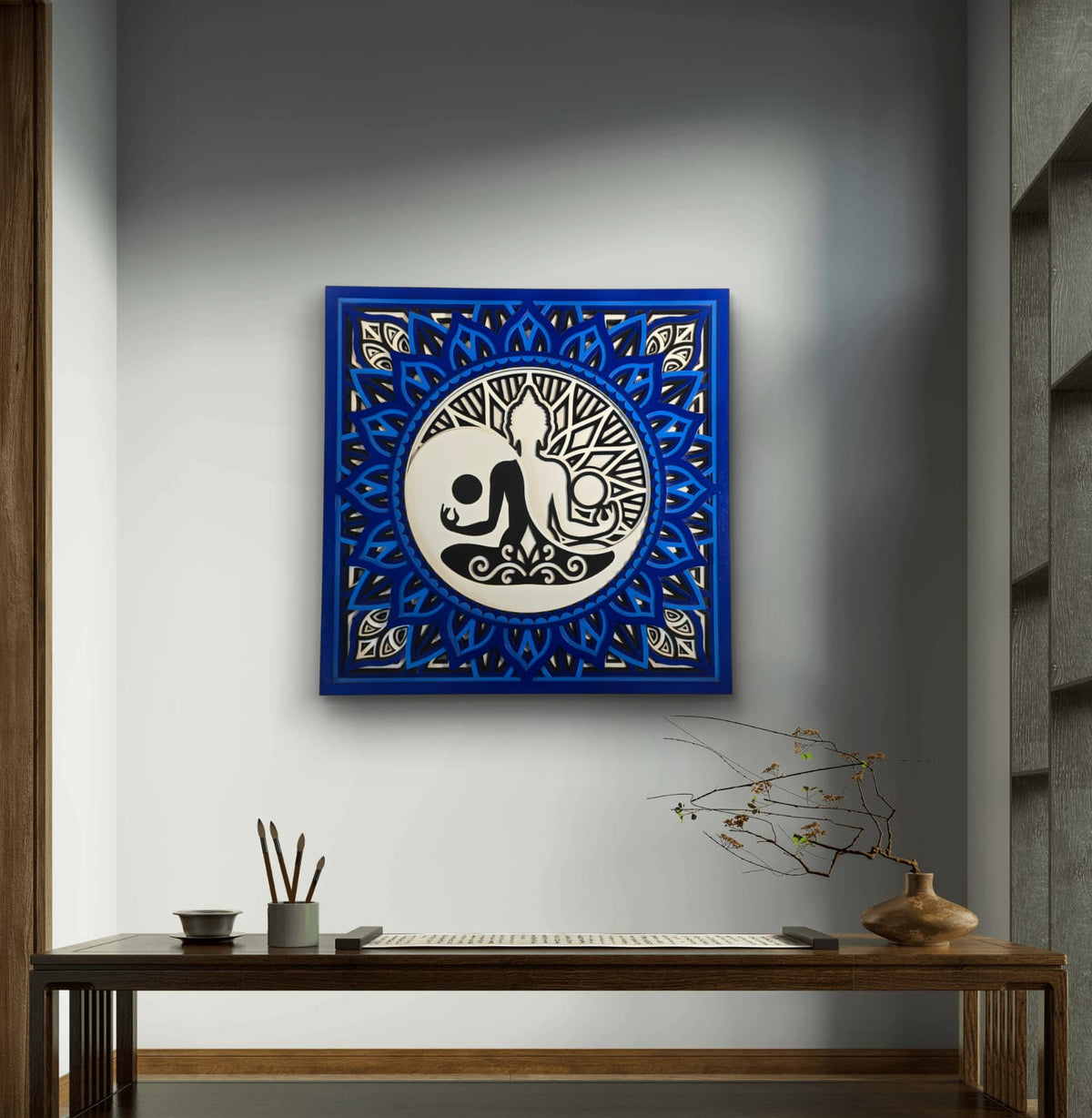 Tatva Harmony Yin Yang Buddha Wooden Mandala Wall Art