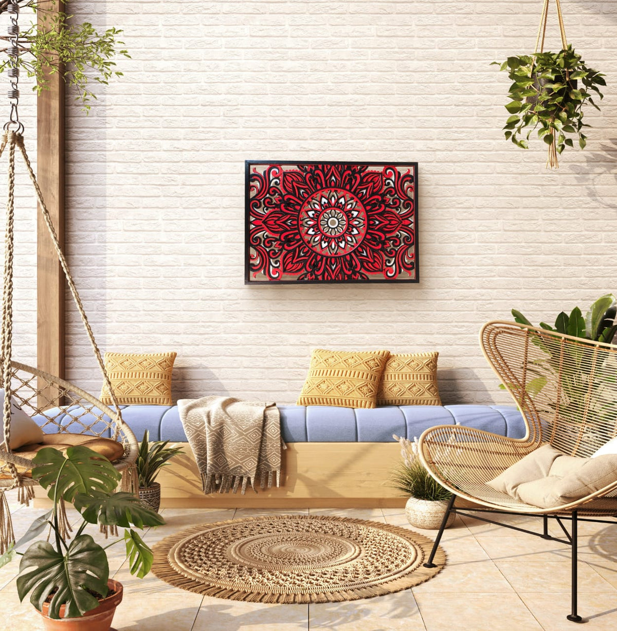 Agnira Mandala Wall Art – Red 3D Decorative Art