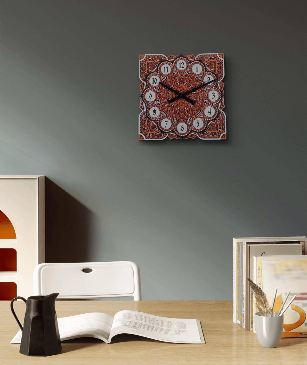 Samay Chakra Wooden Mandala Wall Clock – Geometric Décor