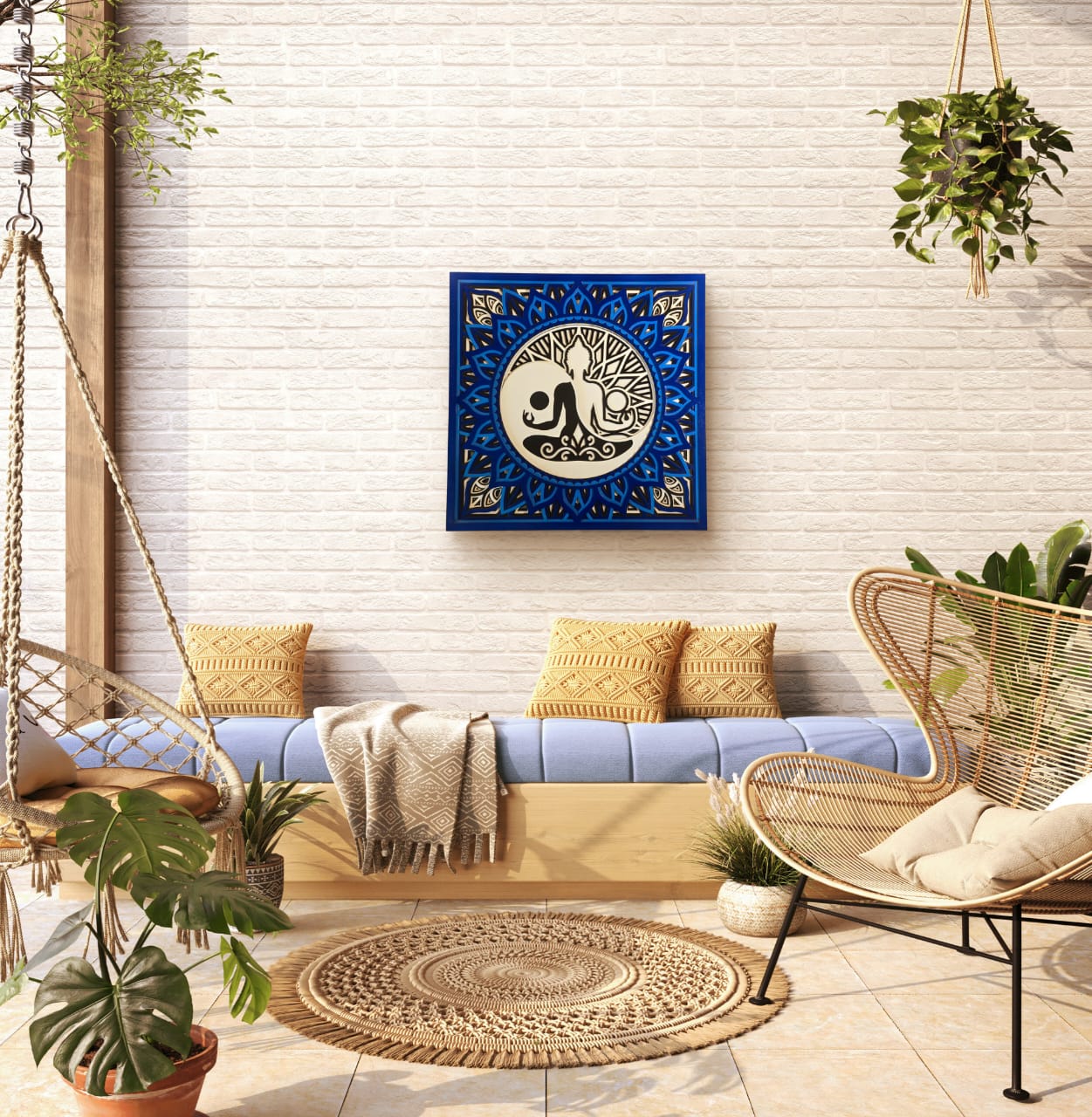 Tatva Harmony Yin Yang Buddha Wooden Mandala Wall Art