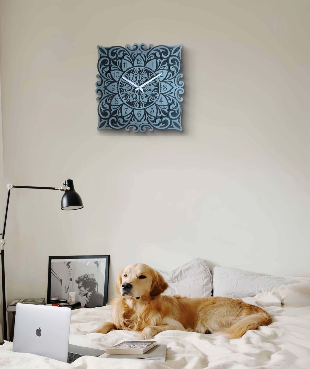 Vriksha Kala Wooden Mandala Wall Clock – Floral Décor