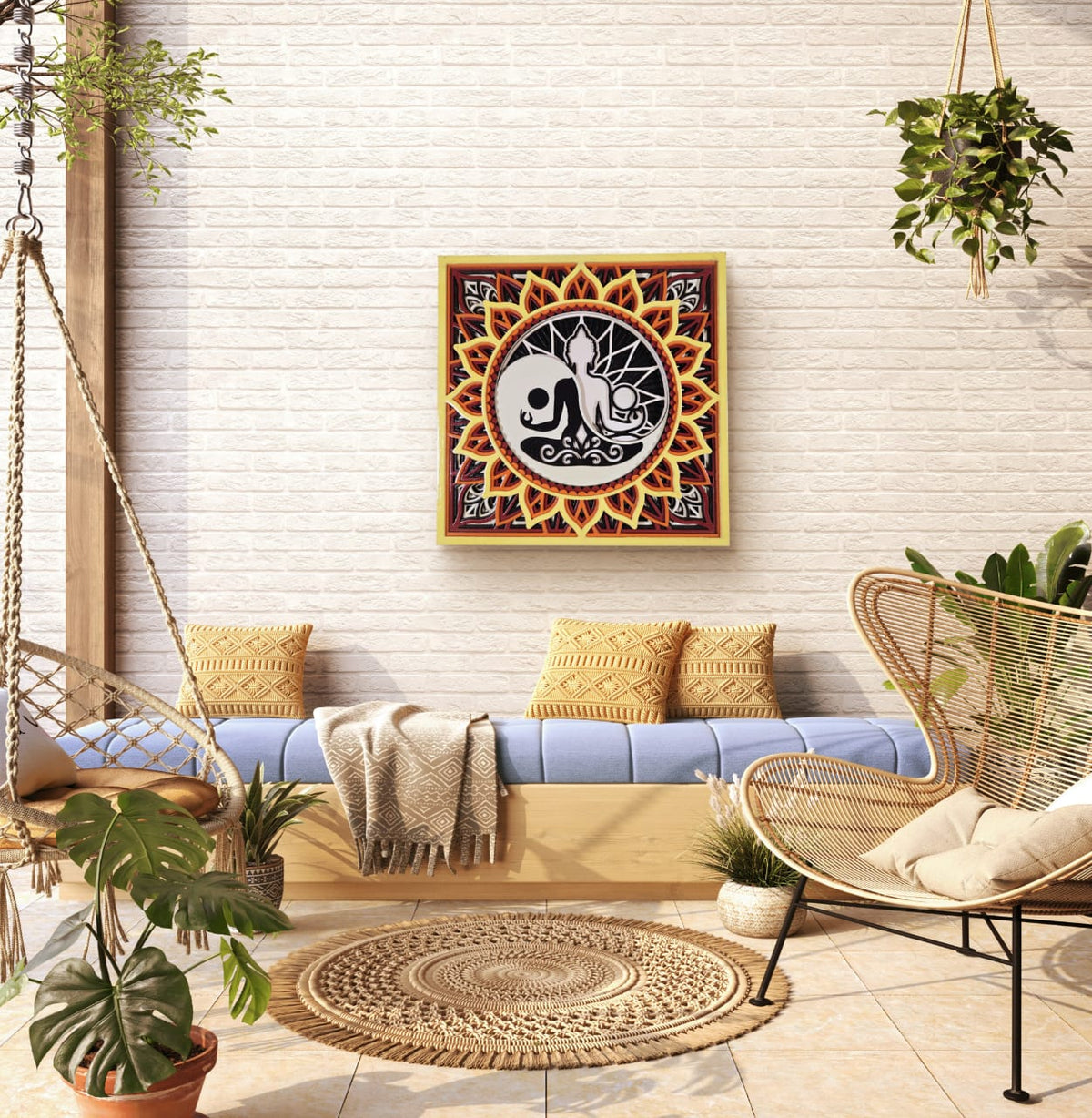Soul Balance Wooden Wall Art – Layered Spiritual Décor