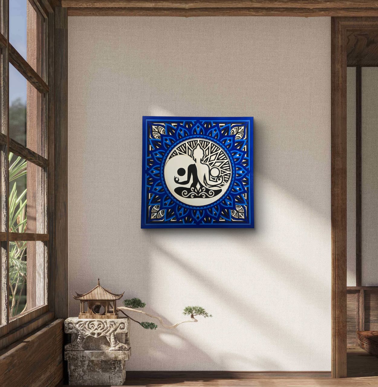 Tatva Harmony Yin Yang Buddha Wooden Mandala Wall Art