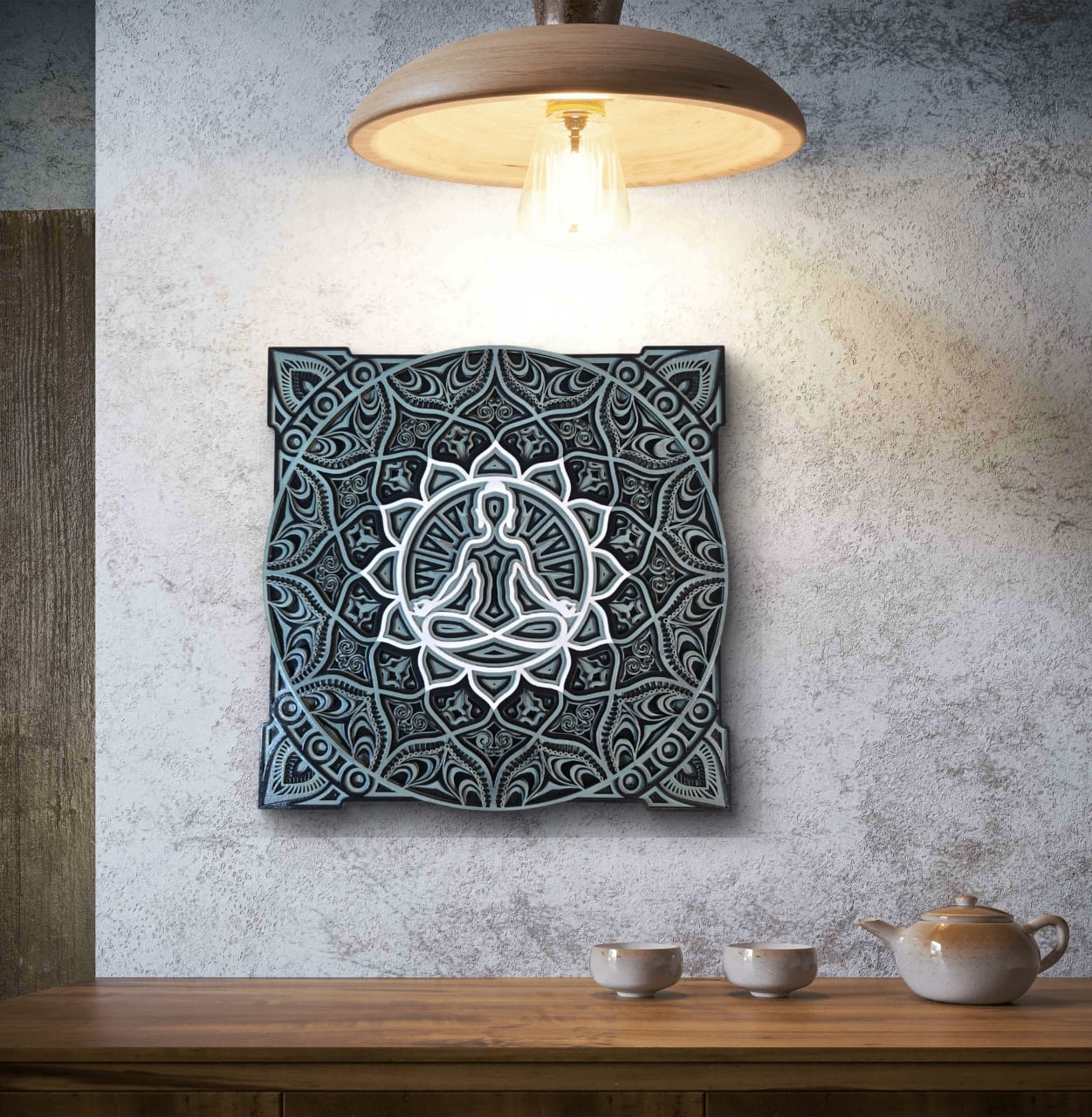 Zen Aura – Meditative Wooden Mandala Wall Art