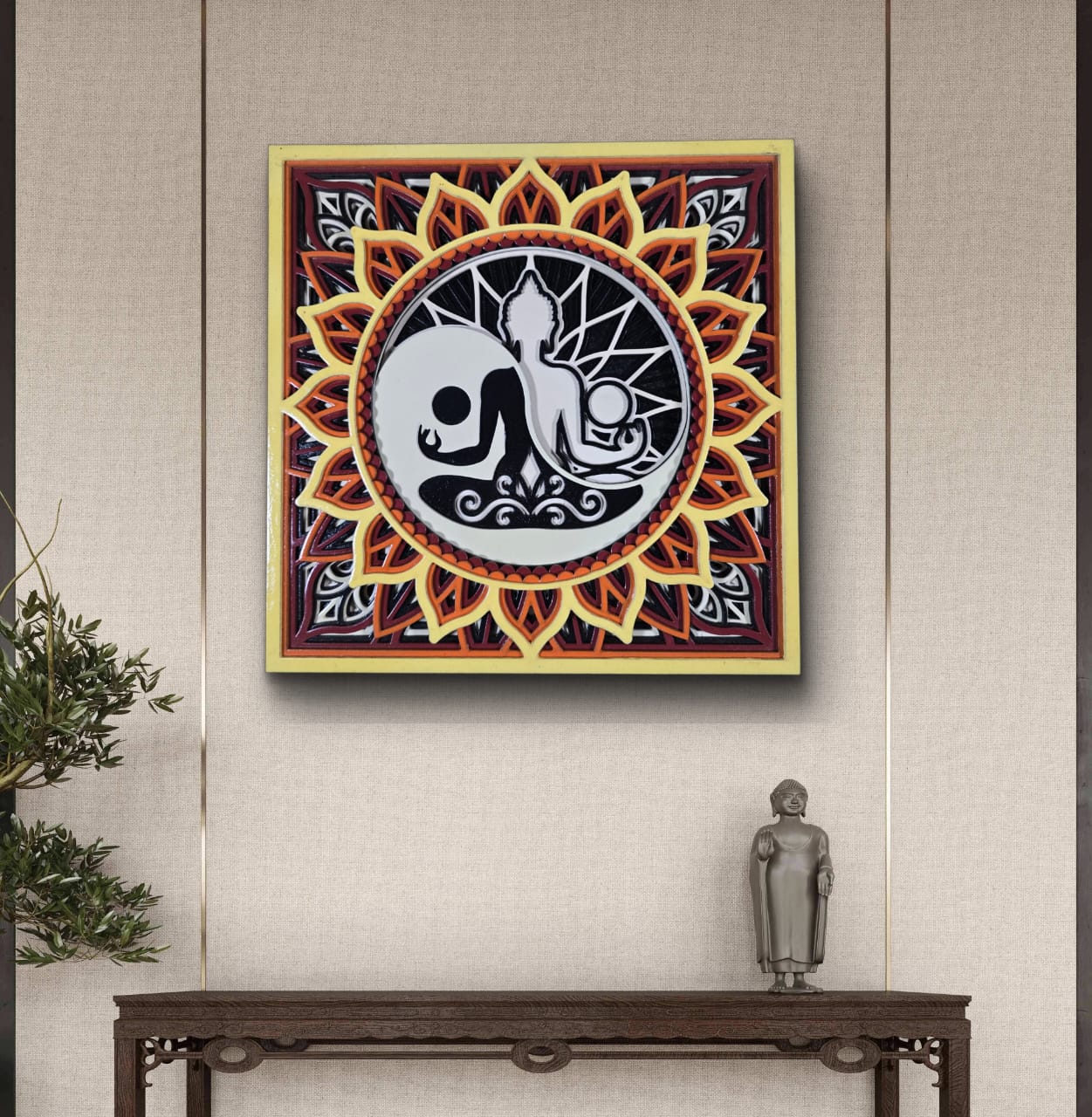 Soul Balance Wooden Wall Art – Layered Spiritual Décor