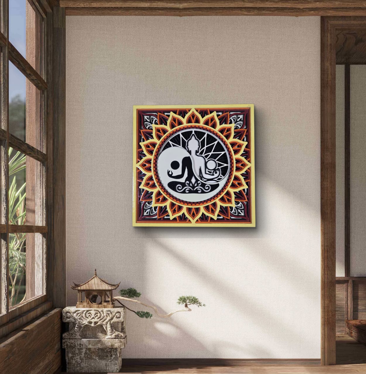 Soul Balance Wooden Wall Art – Layered Spiritual Décor