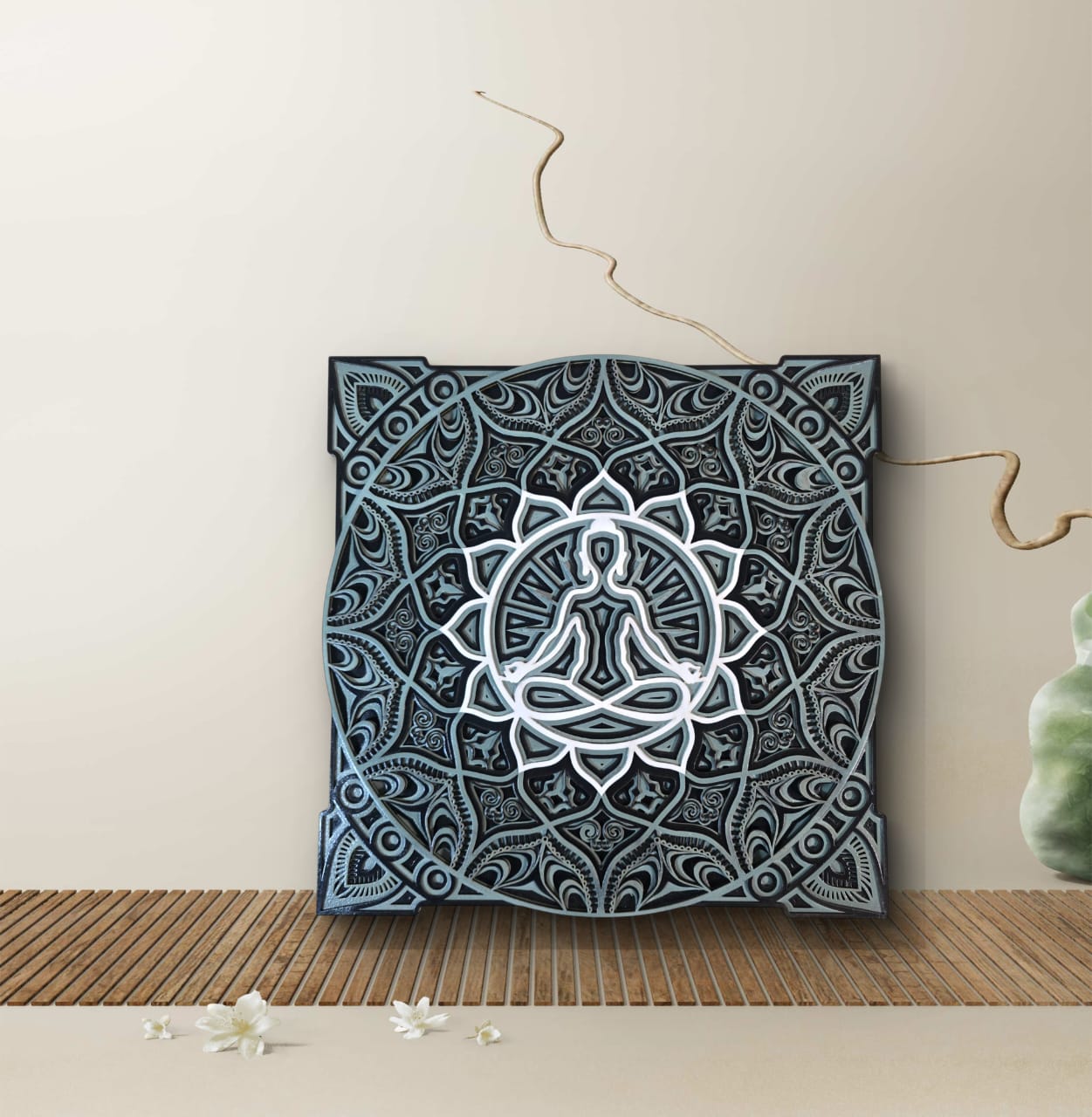 Zen Aura Meditative Wooden Mandala Wall Art