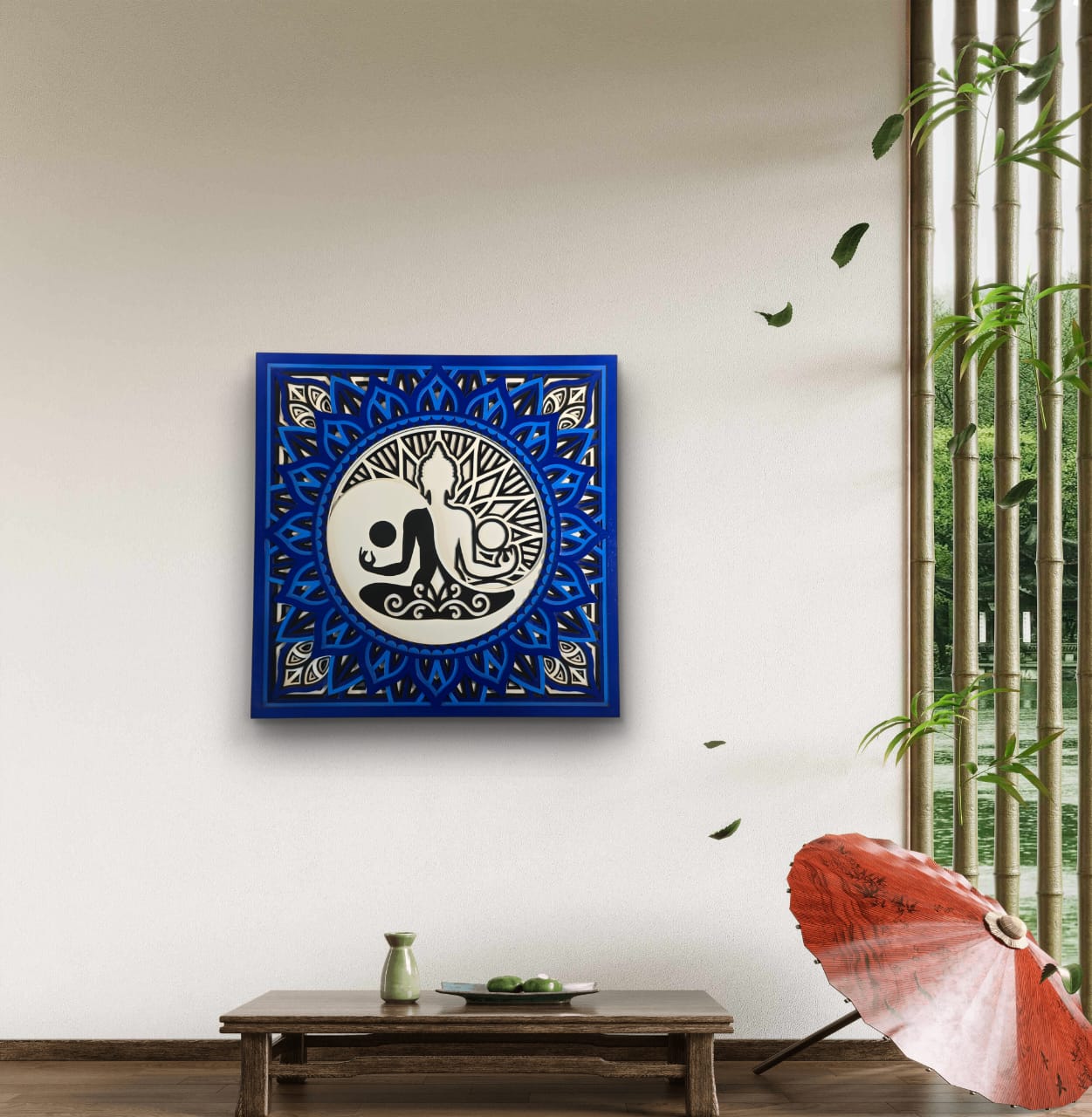 Tatva Harmony Yin Yang Buddha Wooden Mandala Wall Art