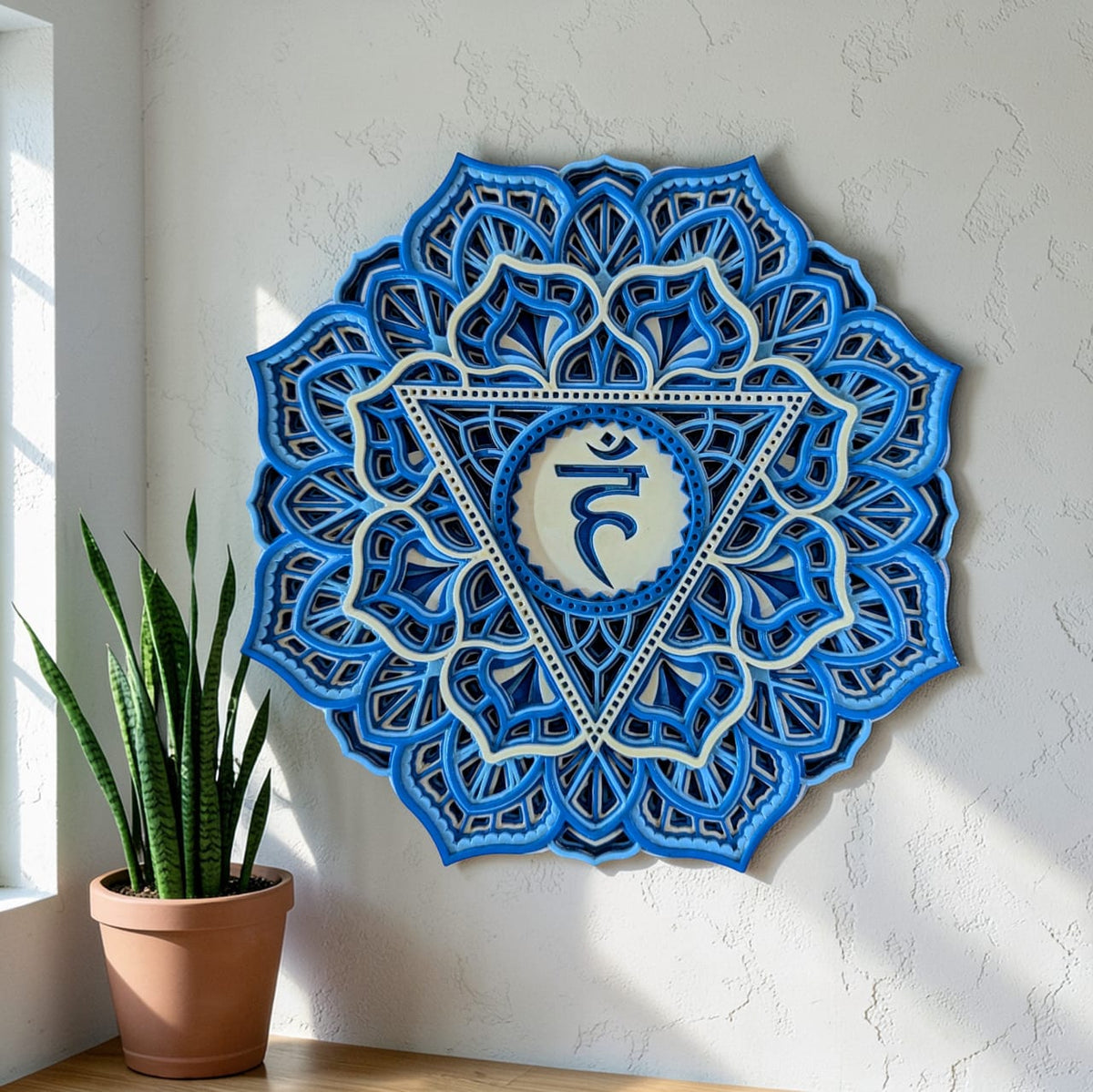 Blue Chakra Mandala Wall Art – Throat Chakra (Vishuddha)