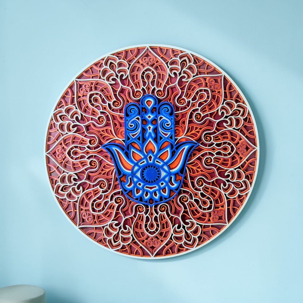 Hamsa Mandala Wall Art – Spiritual 3D Décor