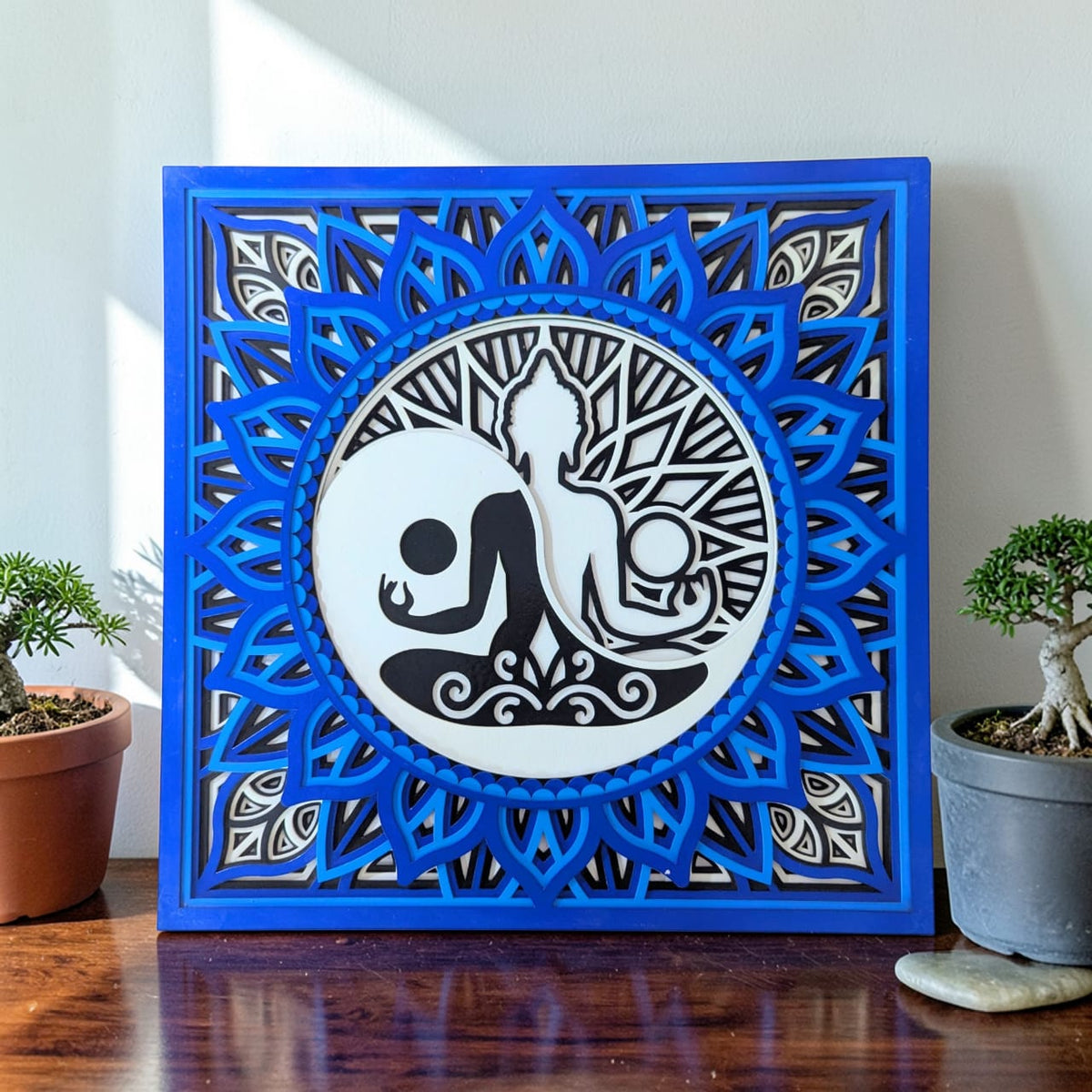 Tatva Harmony Yin Yang Buddha Wooden Mandala Wall Art