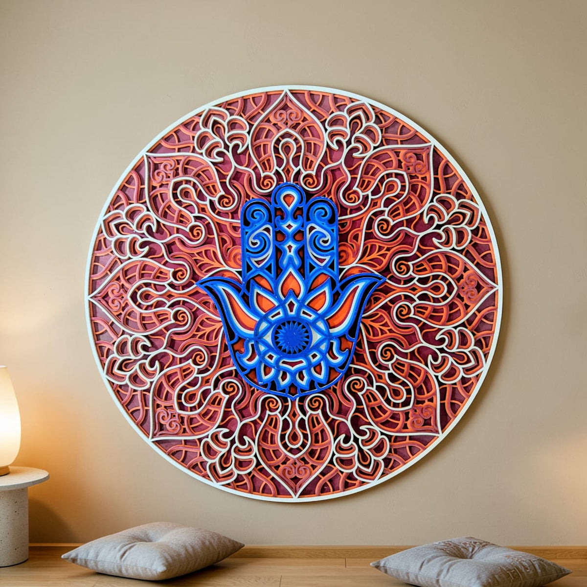 Hamsa Mandala Wall Art – Spiritual 3D Décor