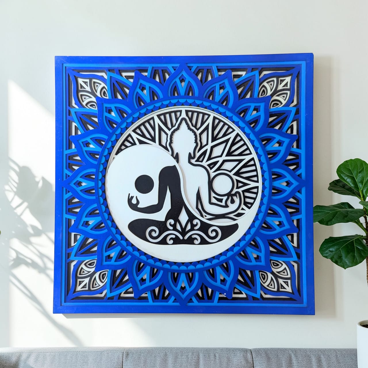 Tatva Harmony Yin Yang Buddha Wooden Mandala Wall Art