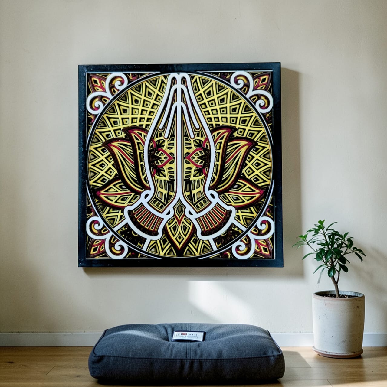 Sacred Anjali Lotus Mandala Wall Art – Spiritual 3D Décor