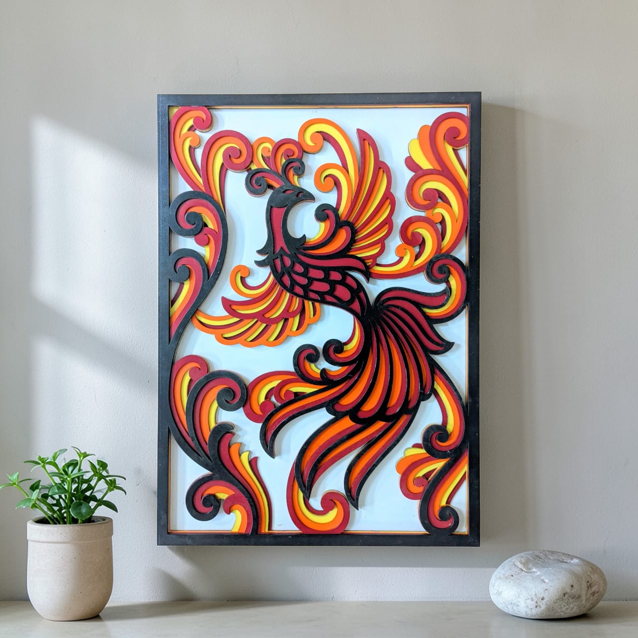 Phoenix Ascend Wooden Wall Art – Phoenix Mandala Décor