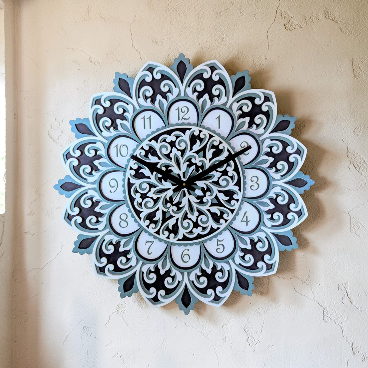 Flora Samay Wooden Mandala Wall Clock – Floral Décor