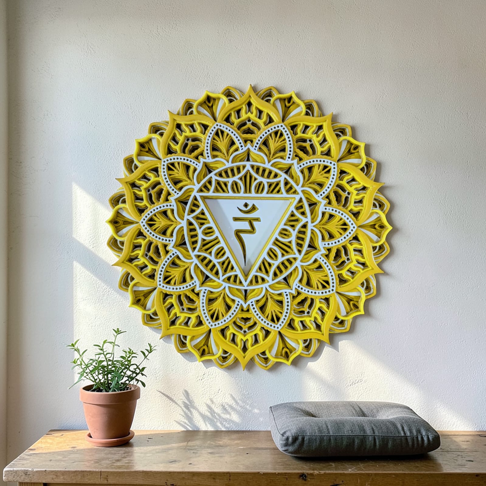 Golden Chakra Mandala Wall Art – Solar Plexus Chakra (Manipura)