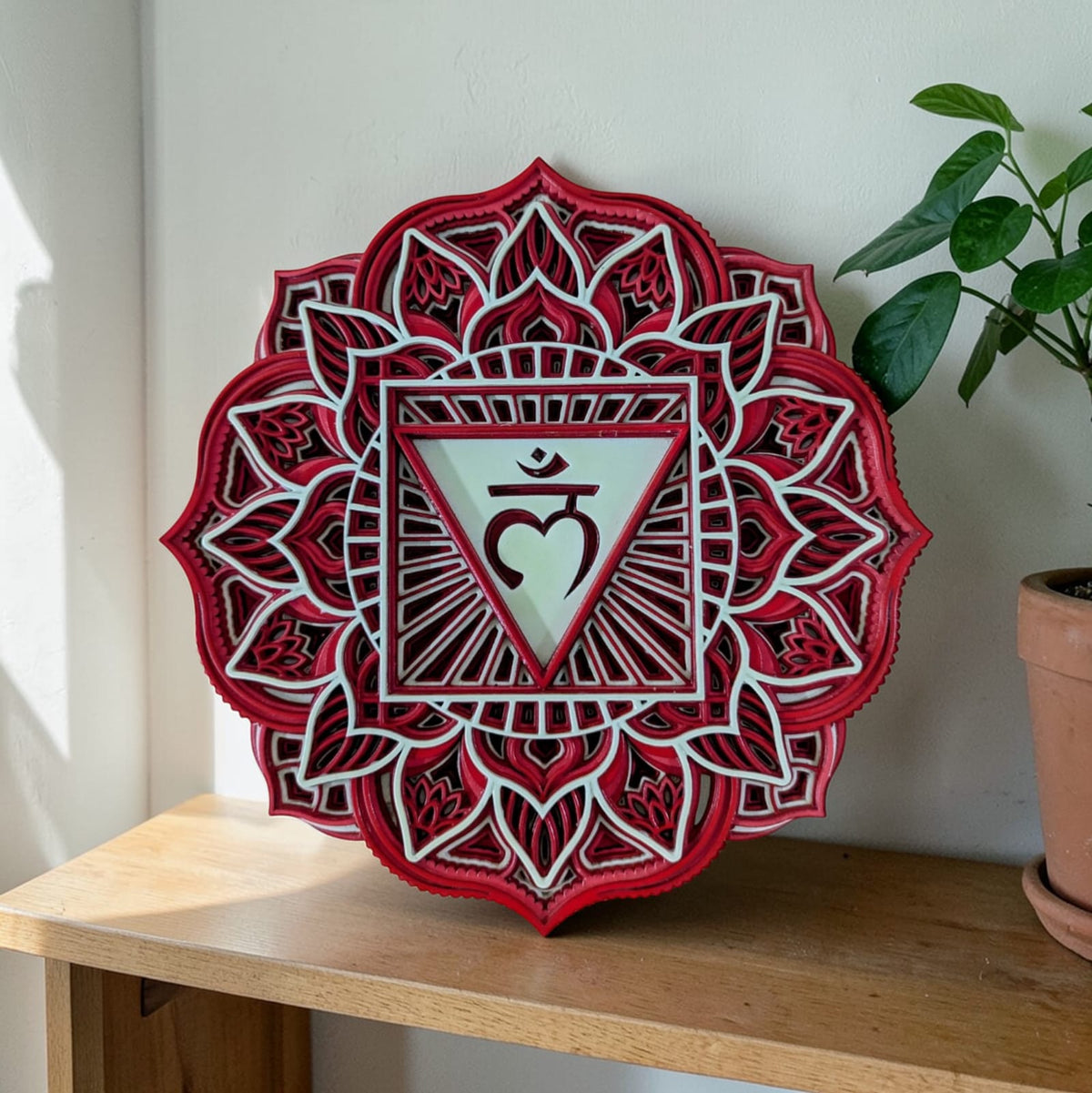 Root Chakra Wooden Mandala Wall Art – Muladhara Décor
