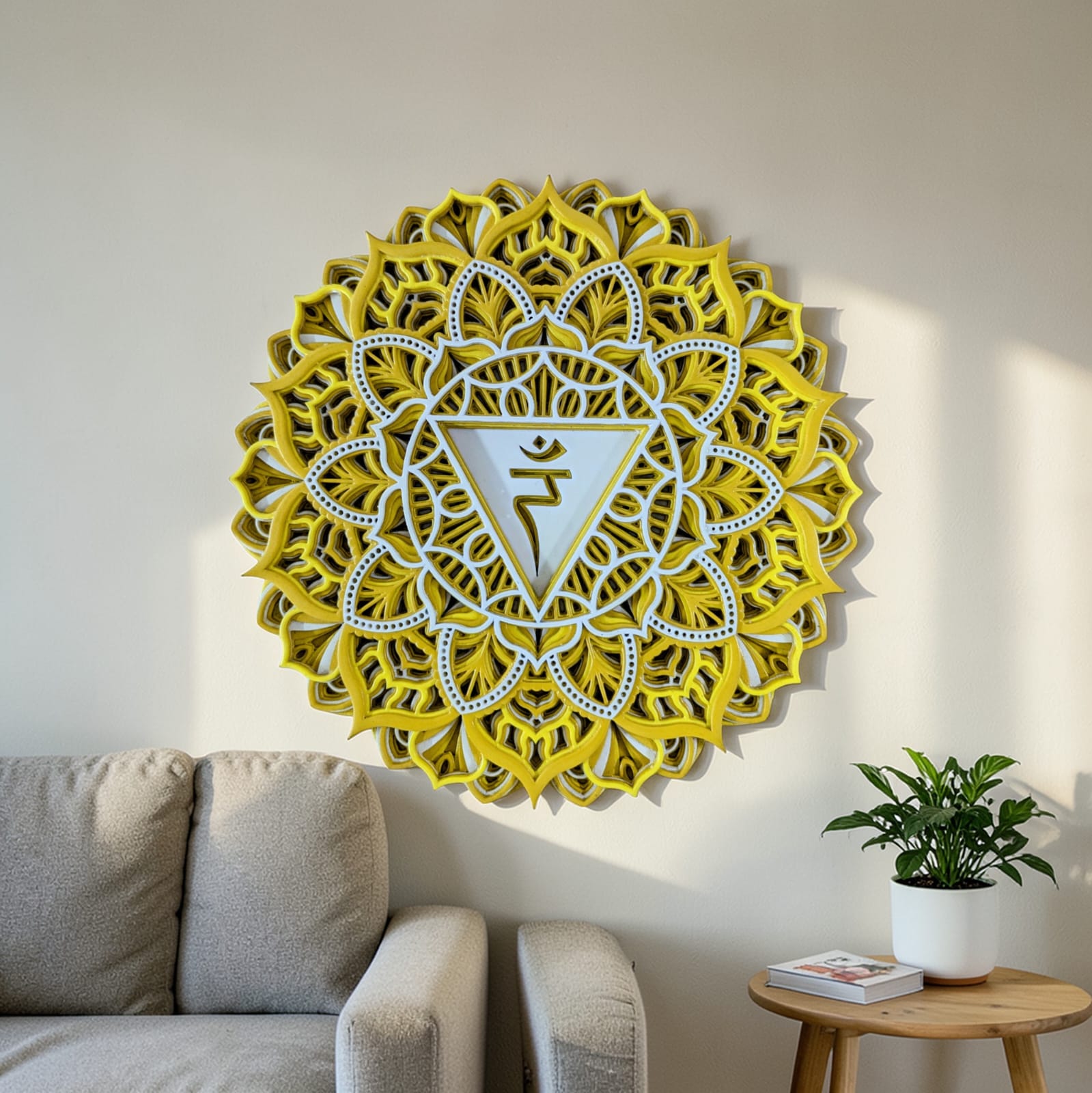 Golden Chakra Mandala Wall Art – Solar Plexus Chakra (Manipura)