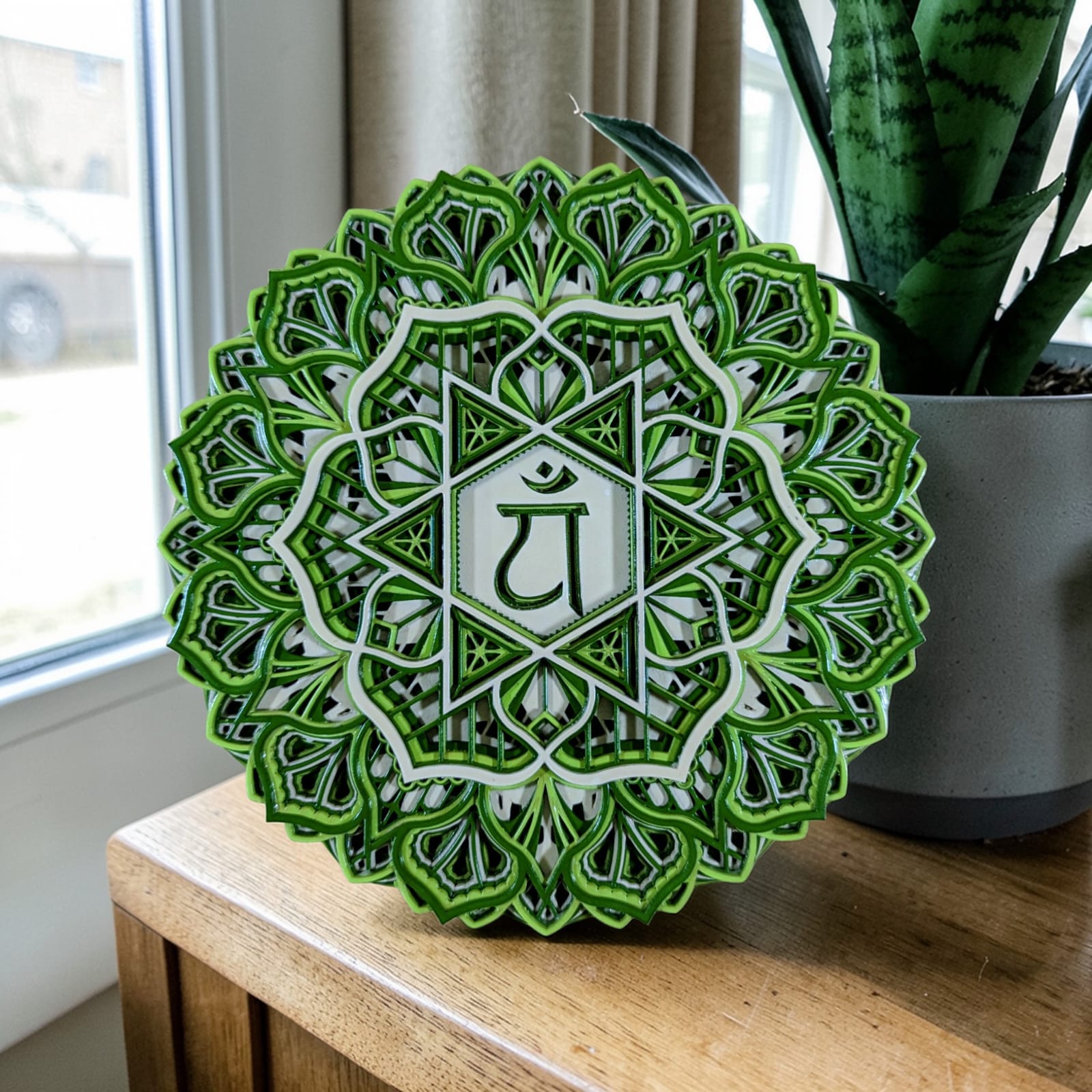 Heart Chakra Mandala Wall Art – Green Anahata Décor