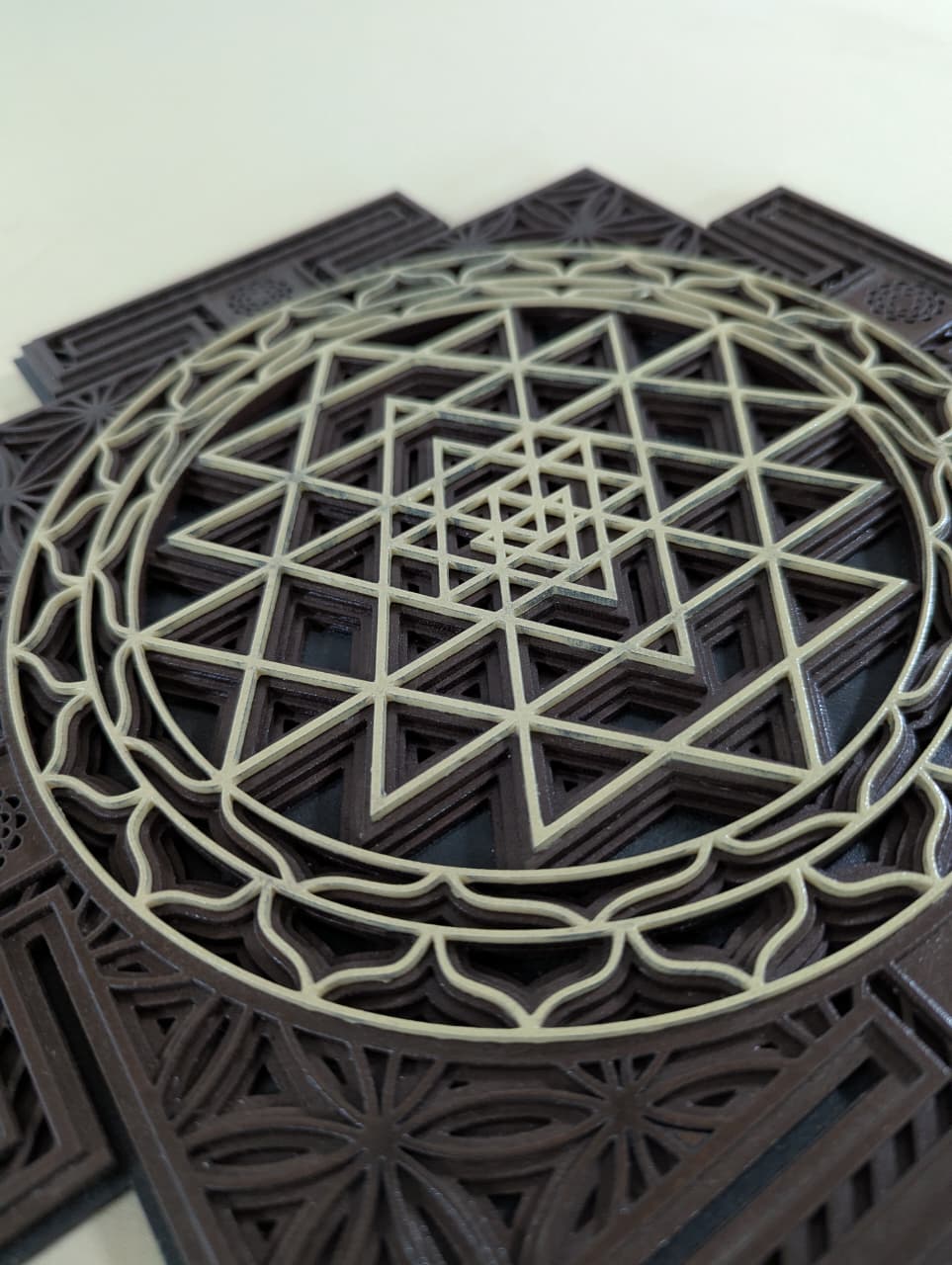 Wooden Sri Yantra Mandala Wall Decor